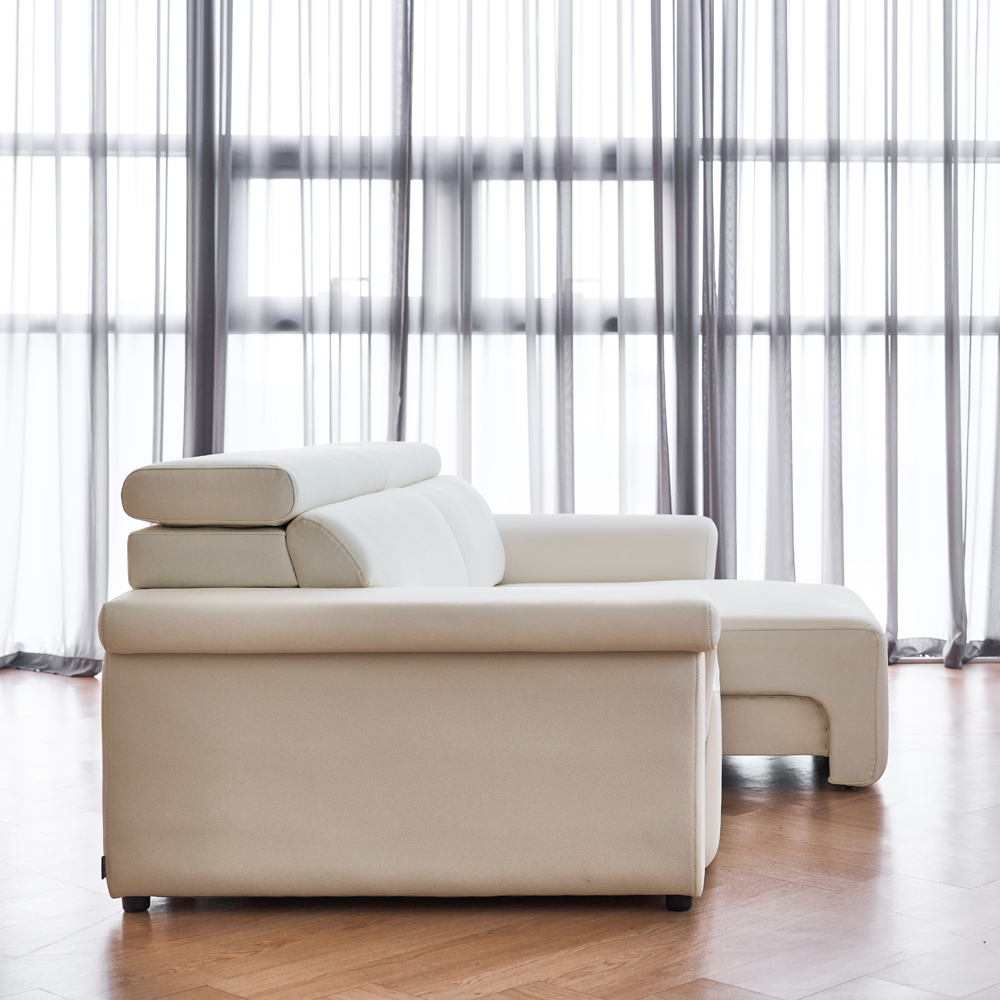 폴로까사 로한 비건 레더 슬라이딩 모션 무빙 리클라이너 3인 가죽 소파