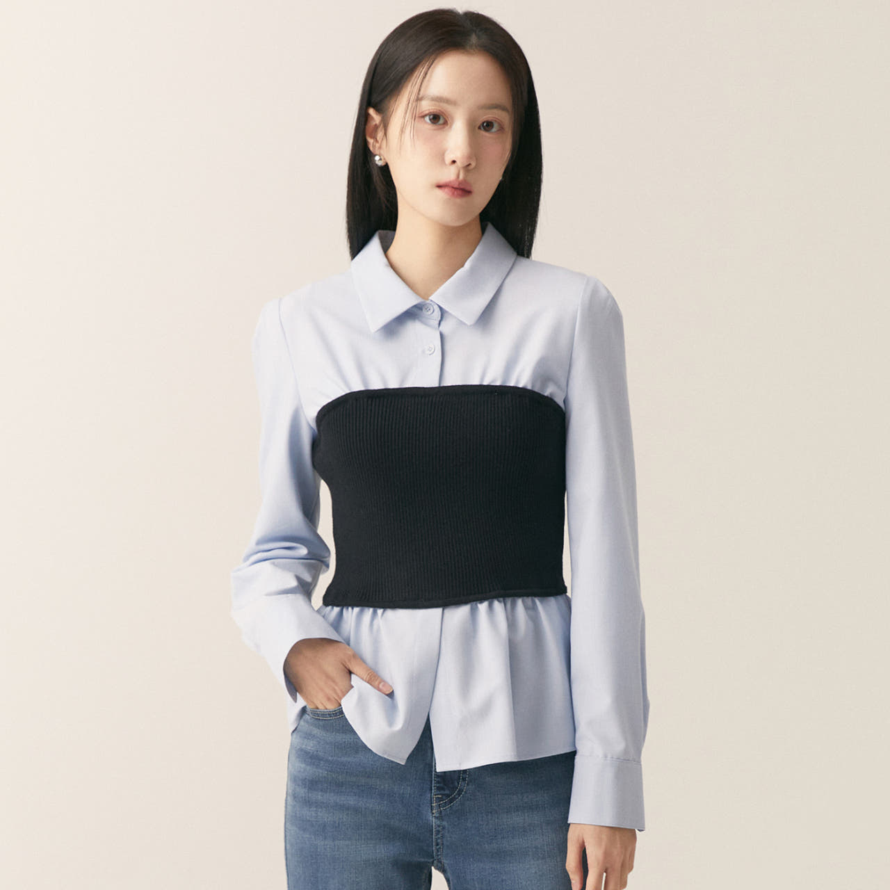 로엠 니트 뷔스티에 매칭 셔츠 RMYWF11RT1