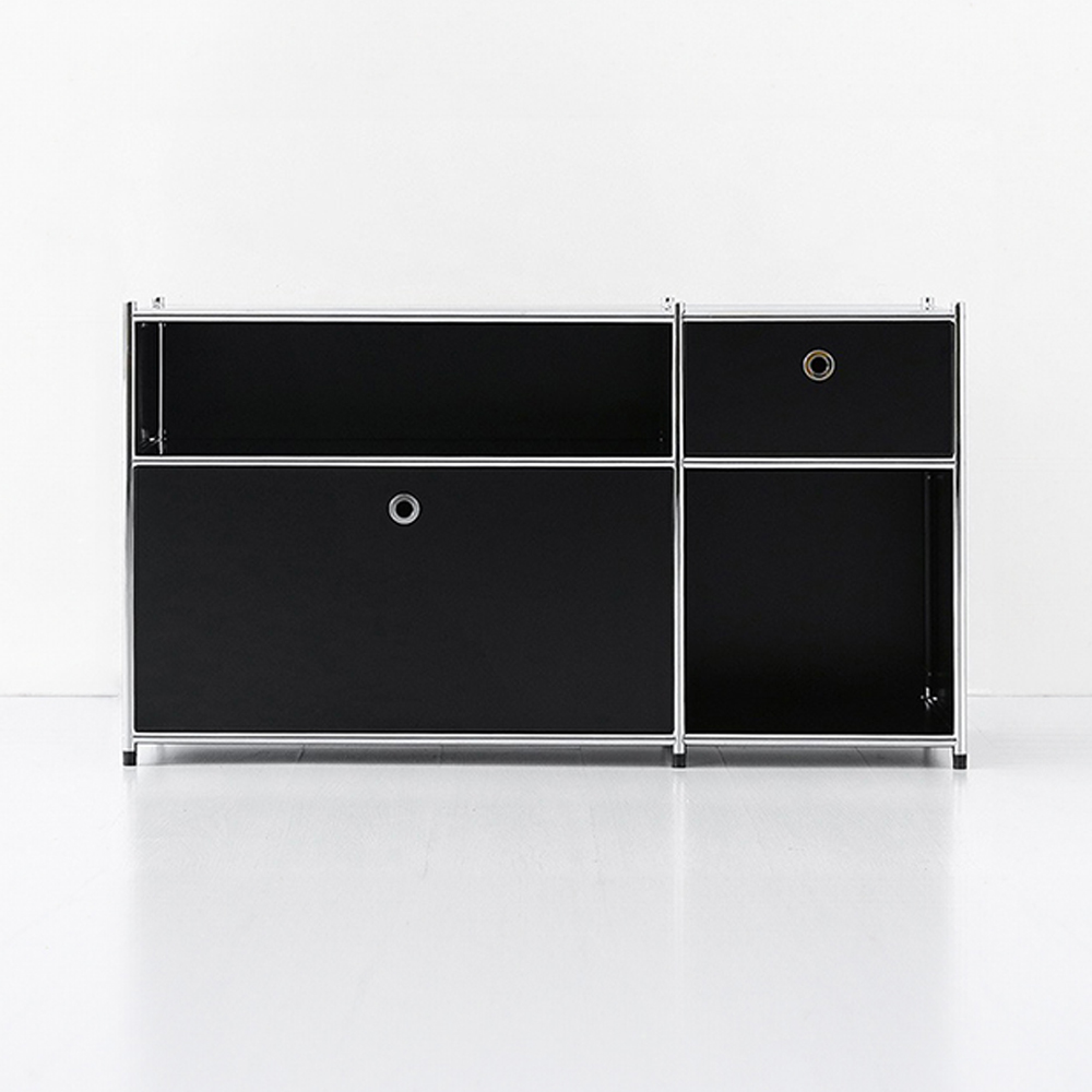 심플리 2x2 수납장 2문 BC615 1168mmx400mmx640mm, 2단, 매트블랙 2753.5066 - 메인 이미지