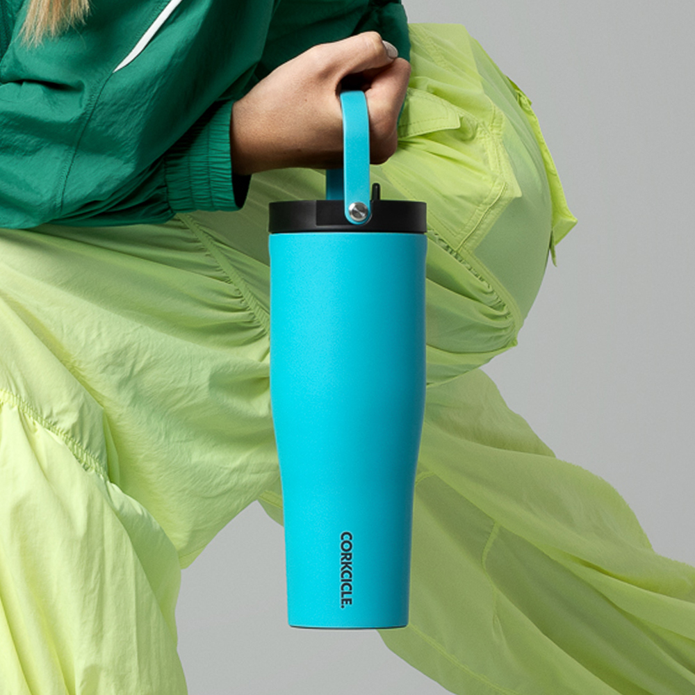 콕시클 고컵 XL 텀블러 대용량 밀폐 손잡이 빨대 스텐 진공 보온 보냉 890ml, 월넛우드 이미지 7