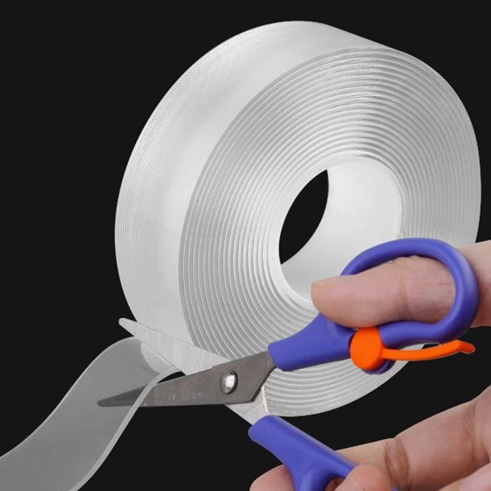 투명 초강력 젤 실리콘 양면 테이프 끈적임 자국 없는 흔적 안남는 벽에 붙이는 접착 테잎 1Tx2cmx1m 제품 이미지