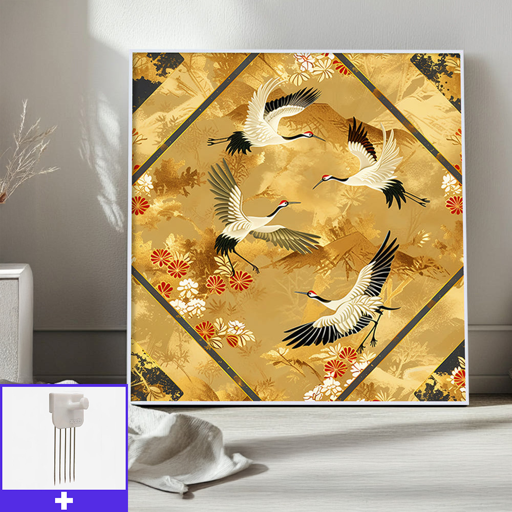 황금빛교향곡 45X45cm 무광화이트 알루미늄액자 학그림 - 메인 이미지
