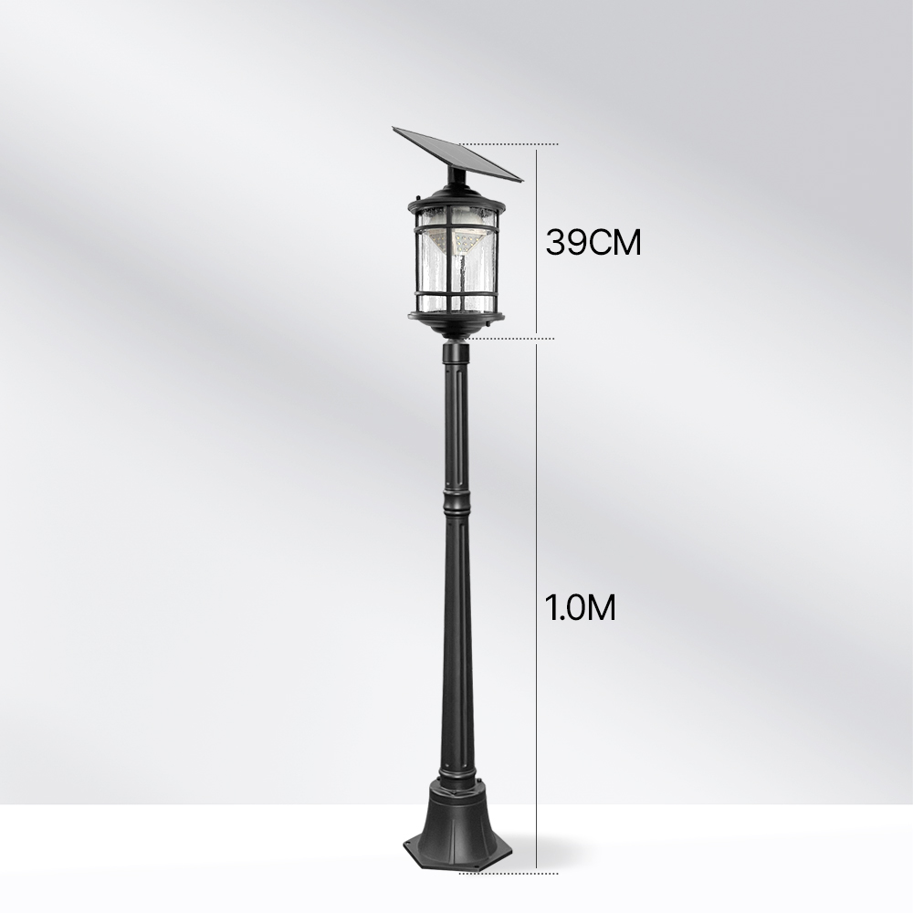 태양광 엔틱 정원등 태양열 가로등 조명 볼라드등 LED 전구 산책로 전등 기둥 1.0m - 상세 이미지 2