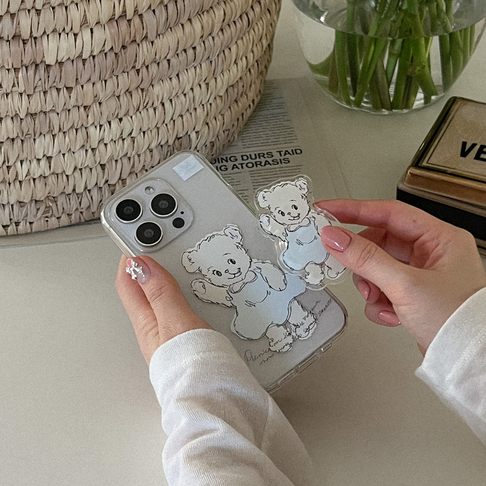 adorable bear 아이폰 16pro 케이스 클리어 투명 젤리 - 메인 이미지