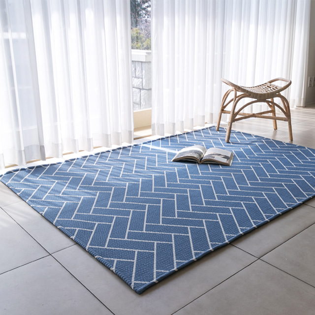 나라데코 시원한 시어서커 헤링본 여름 쇼파패드 러그 150x200