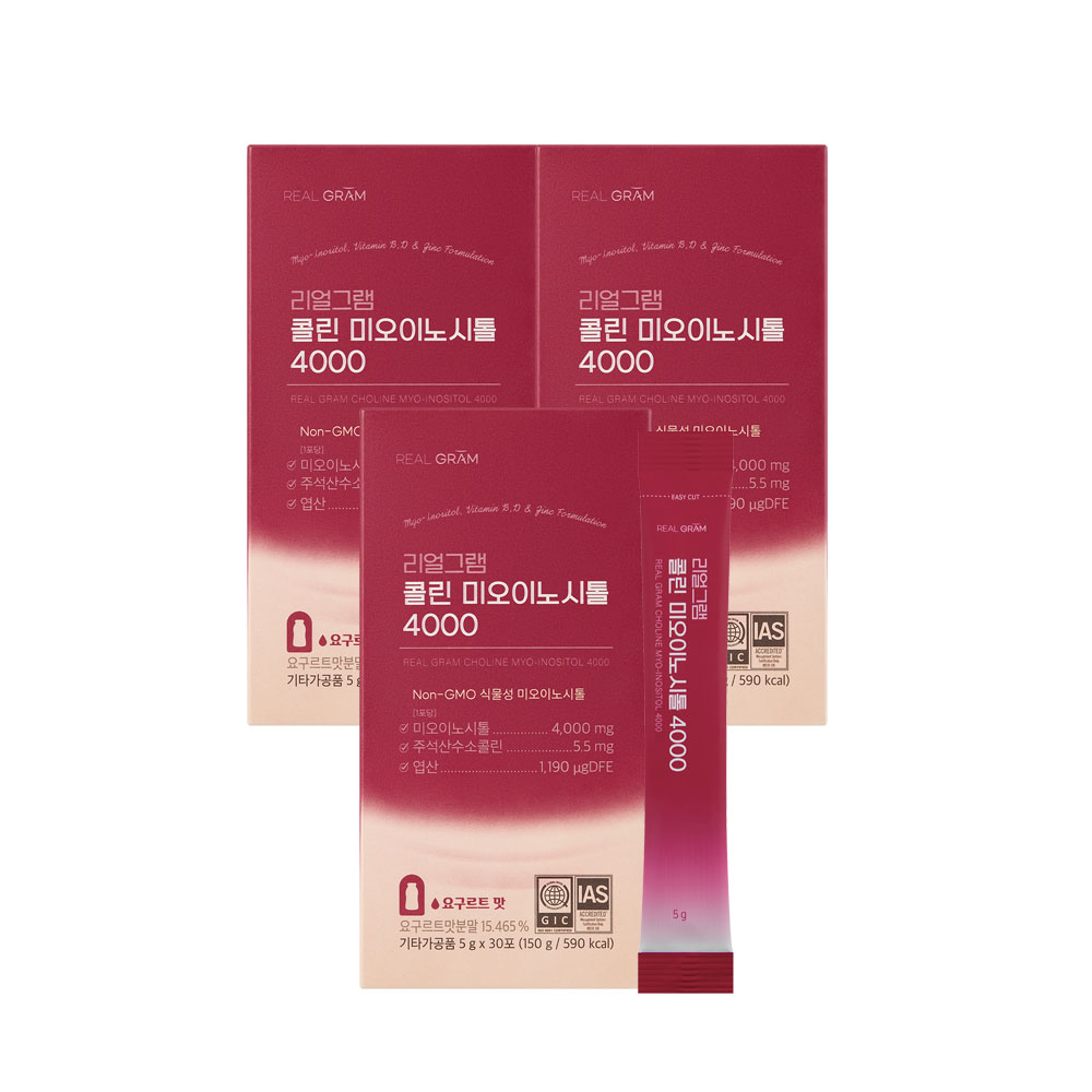 리얼그램 미오이노시톨, 이노시톨 4000, 다낭성증후군, 생리불순, 여성 건강, 콜린 엽산, 임신 준비, 이노시톨 후기