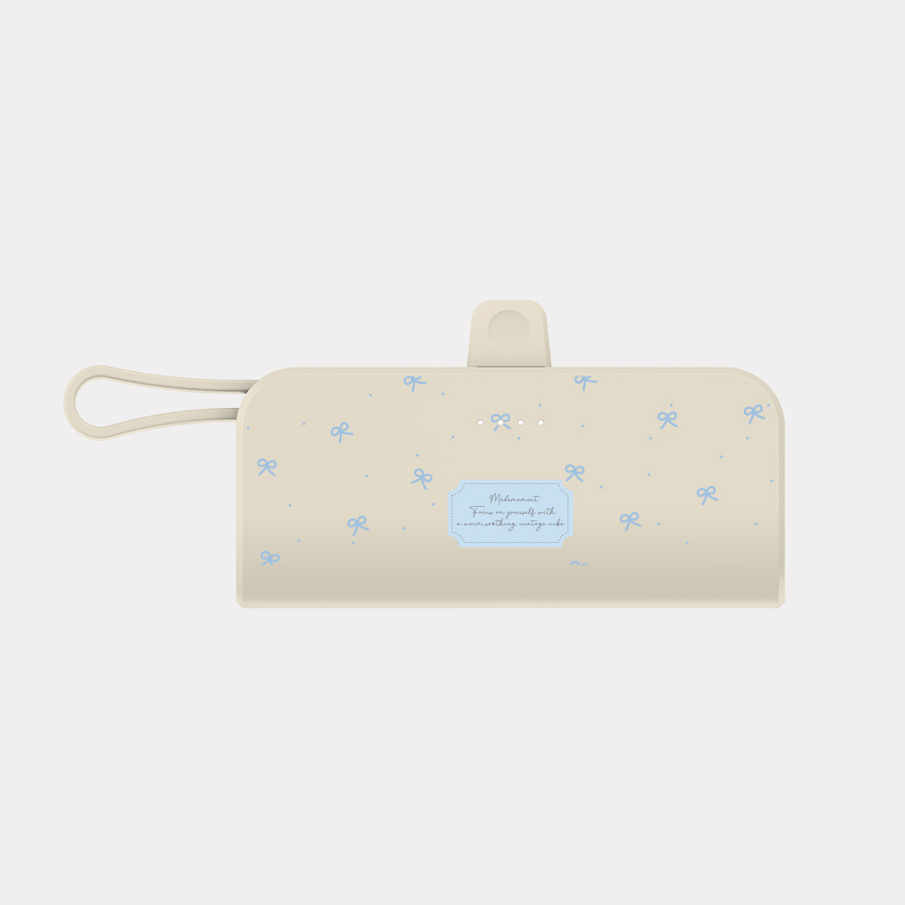 blue small ribbon pattern 도킹형 보조배터리 아이폰 갤럭시 미니 5000mAh