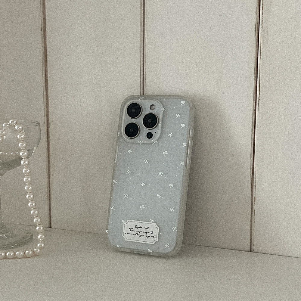 small ribbon pattern 아이폰 16 pro 케이스 클리어 반투명 젤리 - 상세 이미지 4