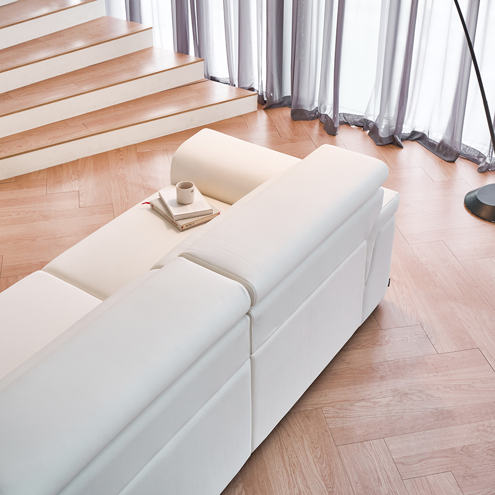 폴로까사 로한 비건 레더 슬라이딩 모션 무빙 리클라이너 3인 가죽 소파