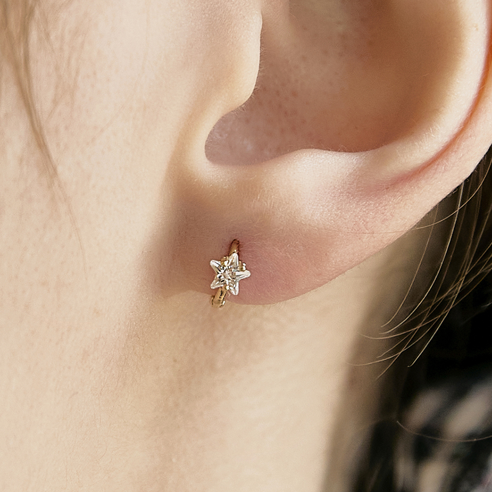 14k 스텔라 별 큐빅 원터치 링 귀걸이