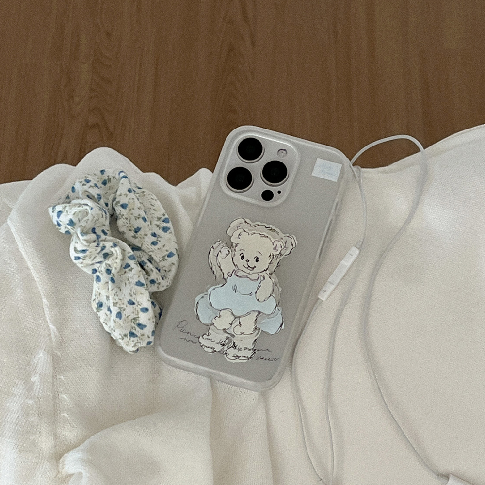adorable bear 아이폰 16 pro 케이스 클리어 반투명 젤리 - 메인 이미지