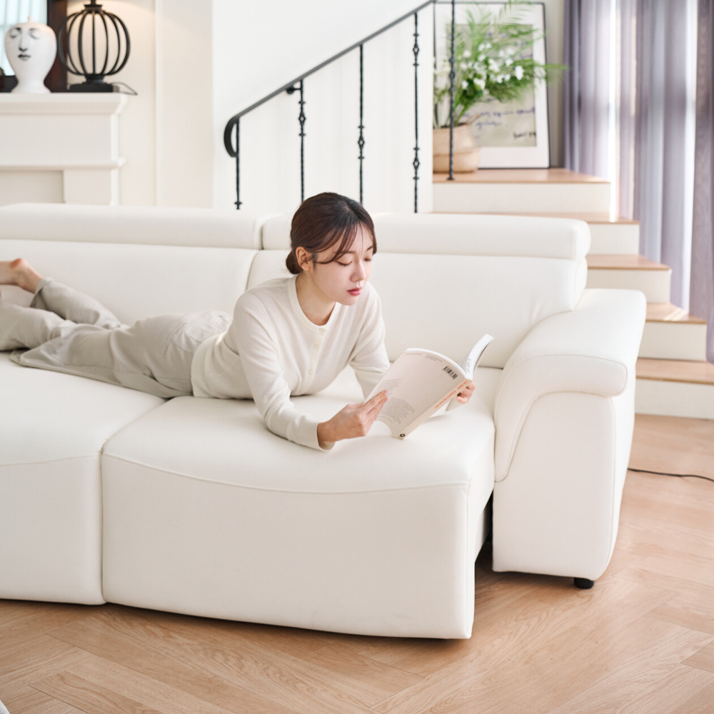 폴로까사 로한 비건 레더 슬라이딩 모션 무빙 리클라이너 3인 가죽 소파