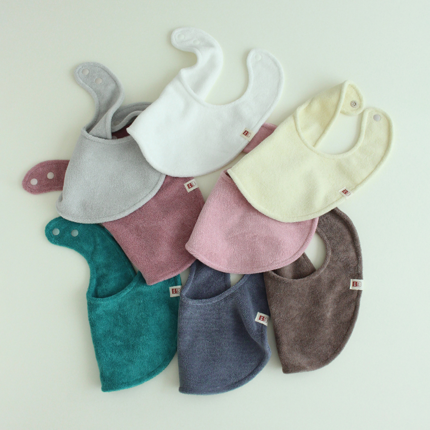 바니블라썸 턱받이 아기 소프트테리 테리빕 무형광 부드러운 유아 턱받이 두겹 화이트