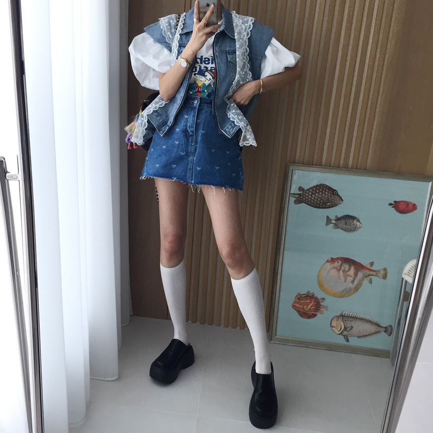 프링 물결 라인 시스루 펀칭 레이스 자수 숄머플러 가디건 상세 이미지 87