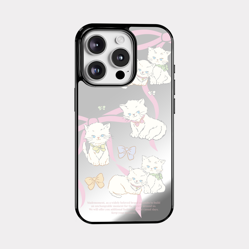 ribbon cat drawing 아이폰 15pro 미러 범퍼 케이스 - 상품 이미지