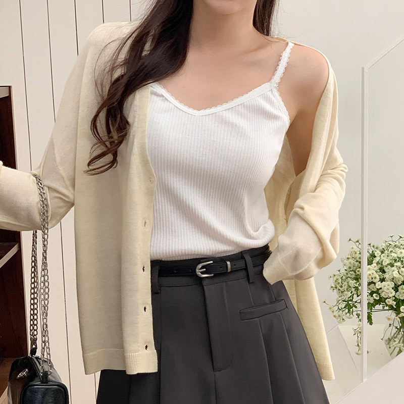 소네아 브이넥 골지 레이스 나시 ts4333 - 상세 이미지 5