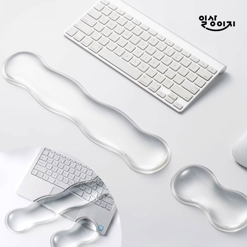 일상이지 투명 팜레스트 키보드 마우스 손목 받침대 실리콘 컴퓨터 손목 보호대 쿠션 패드