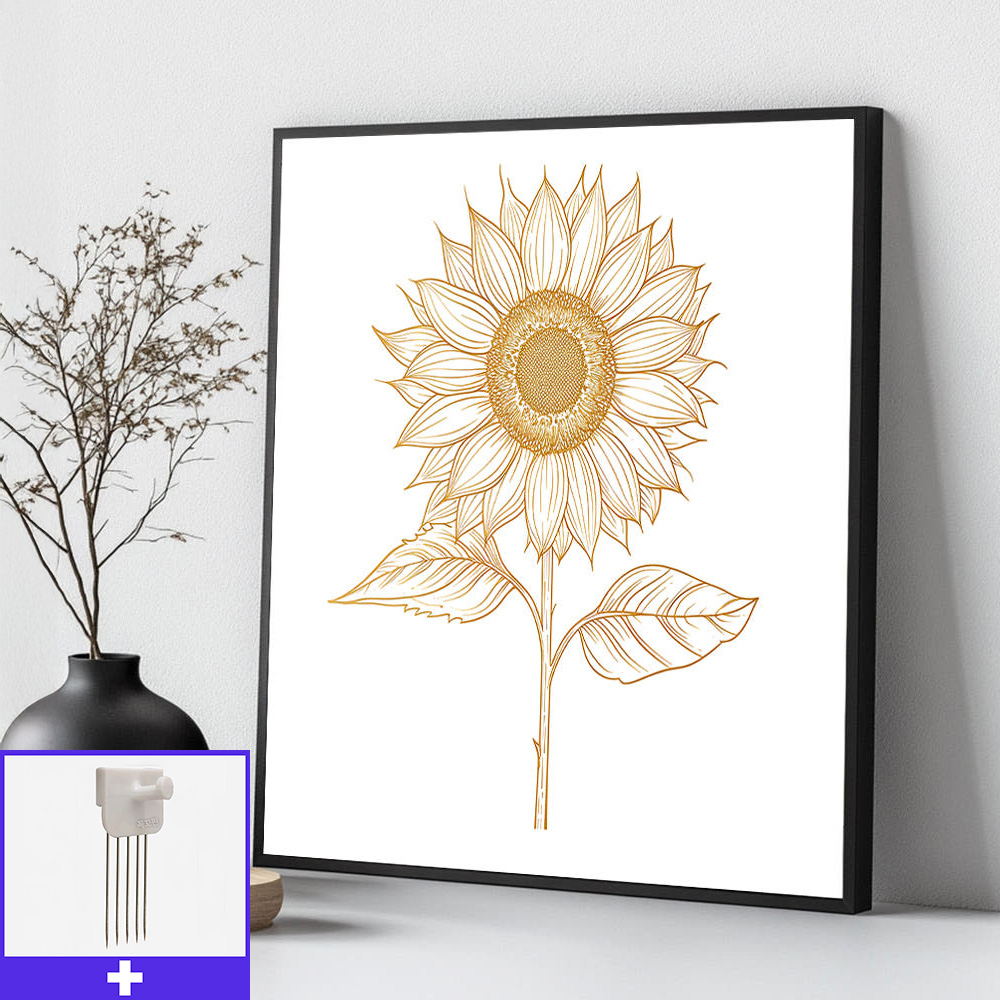 황금 해바라기 45x45cm 무광블랙 알루미늄액자 해바라기그림