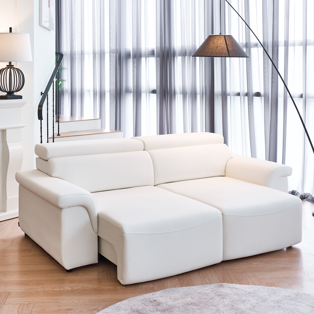 폴로까사 로한 비건 레더 슬라이딩 모션 무빙 리클라이너 3인 가죽 소파