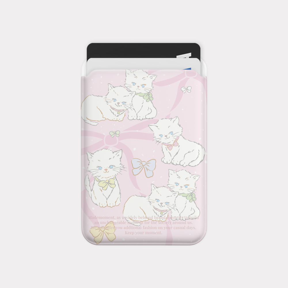 ribbon cat drawing 맥세이프 카드 슬롯 지갑 포켓 케이스 - 상품 이미지