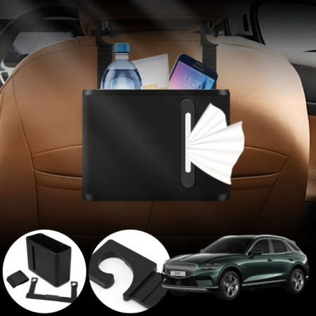 일렉트리파이드 GV70 자동차 헤드레스트 수납포켓 하드케이스 정리함 블랙 1개