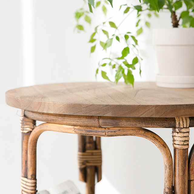 라탄 사이드테이블 침대 소파 옆 원목 미니탁자 간이 보조 화분 테이블