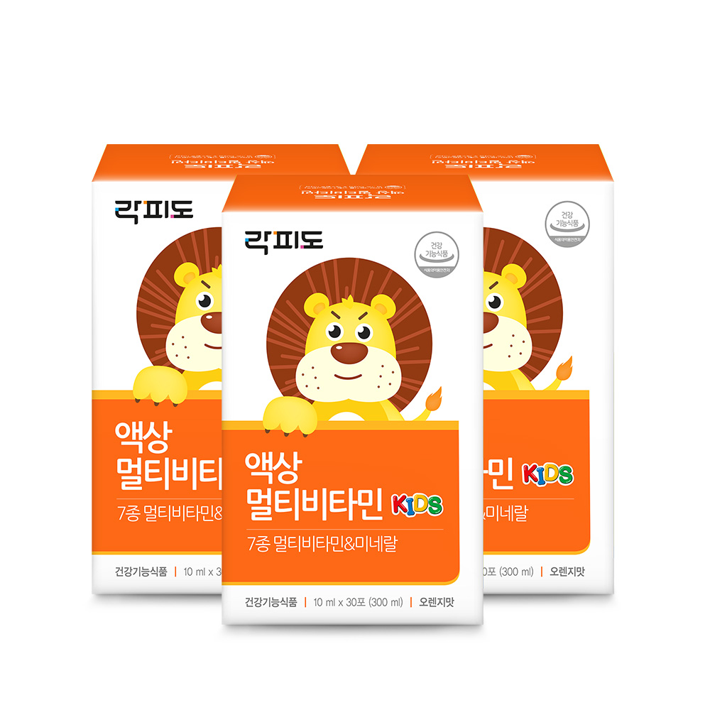락피도 액상 멀티비타민 키즈 /9가지 멀티비타민 30포, 3개 - 상품 이미지