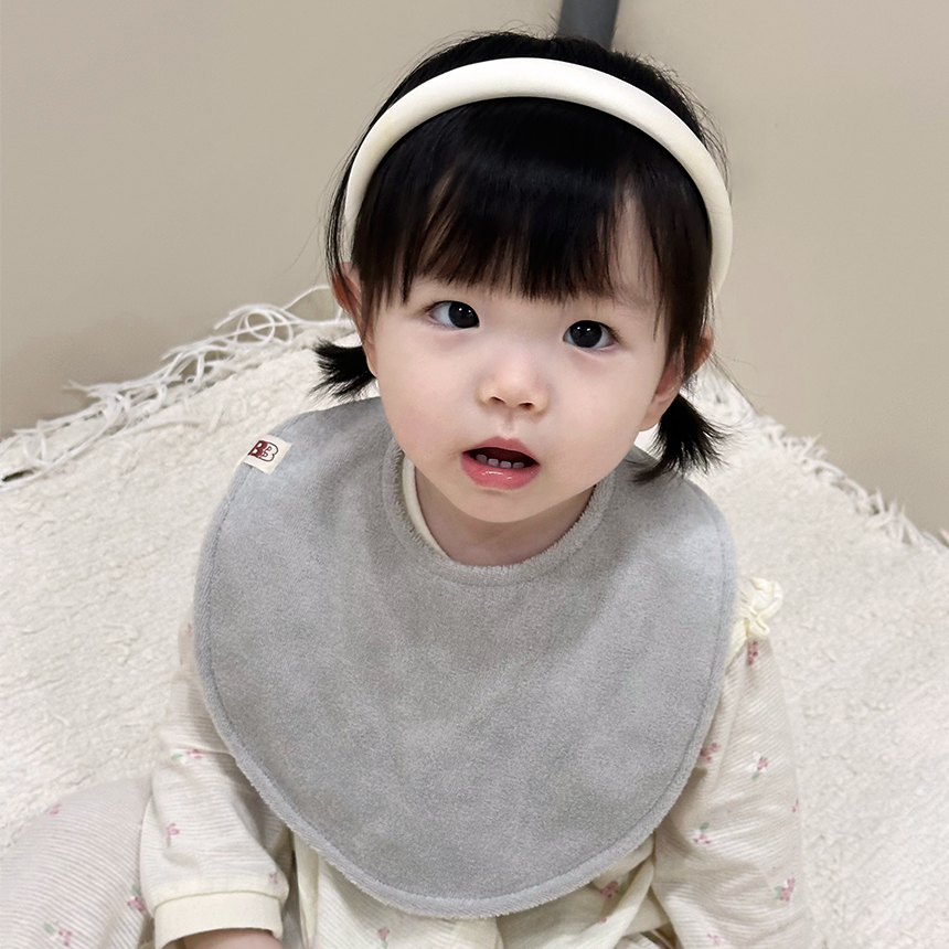 바니블라썸 턱받이 아기 소프트테리 테리빕 무형광 부드러운 유아 턱받이 두겹 화이트