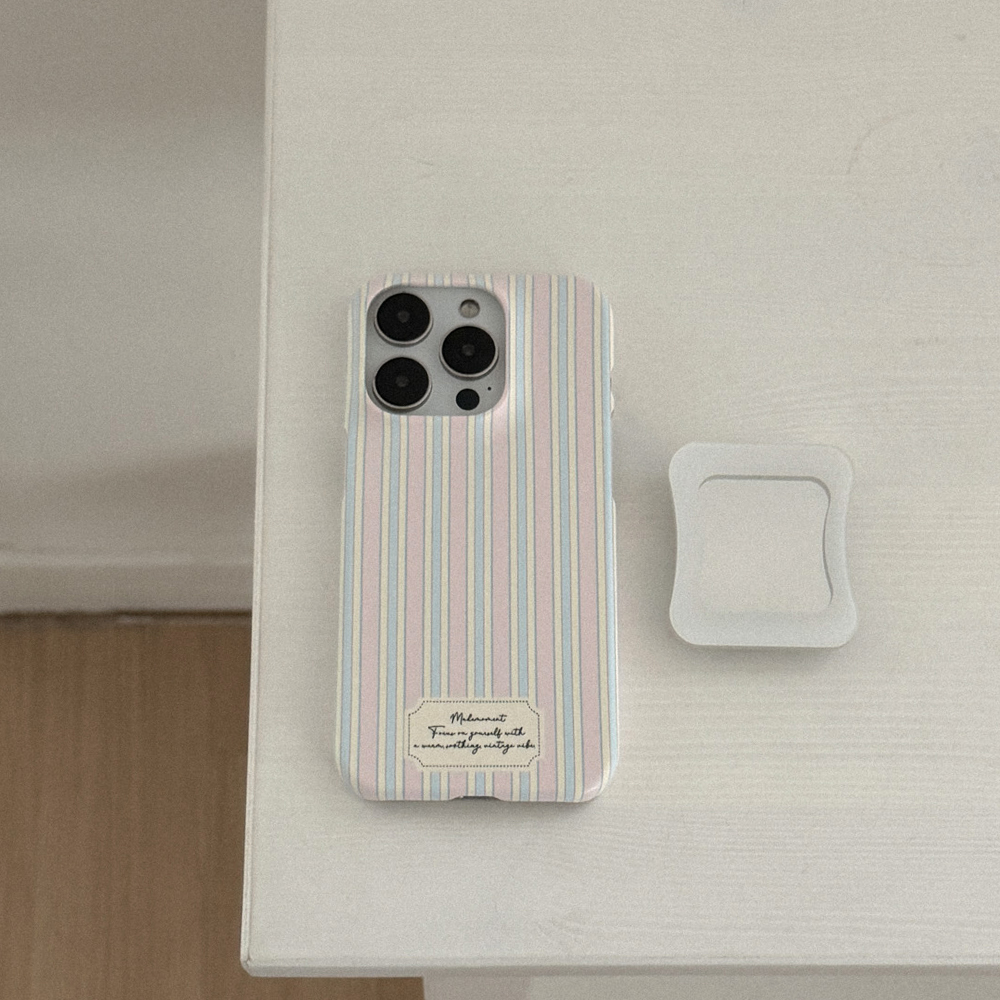 pastel stripe 아이폰 16pro 케이스 하드 - 상세 이미지 4