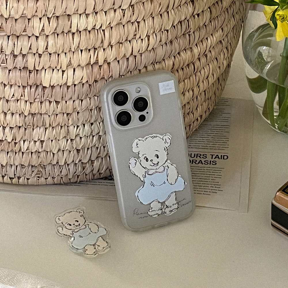 adorable bear 아이폰 16 pro 케이스 클리어 반투명 젤리 - 상세 이미지 2