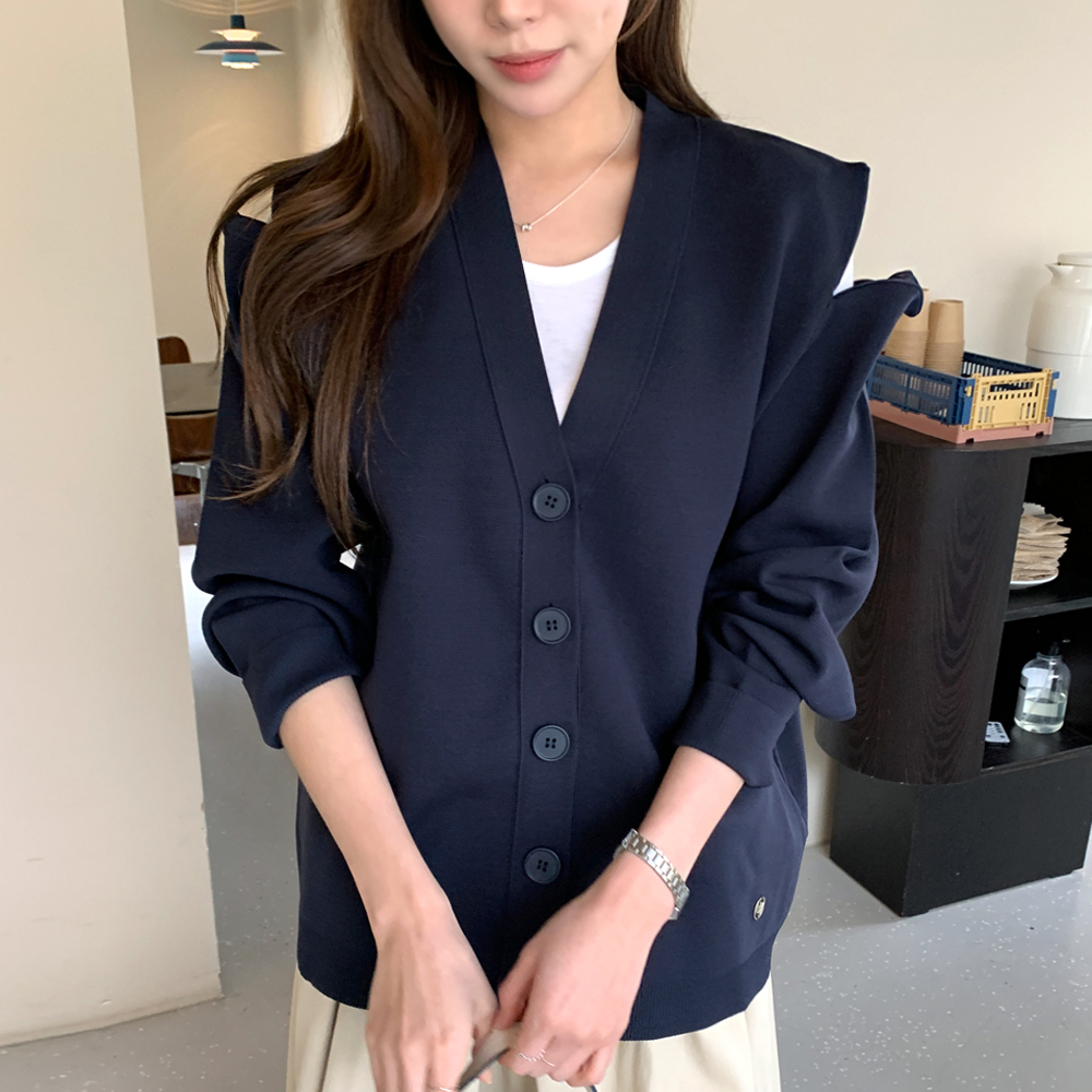 차라피 어깨 트임지퍼 투웨이 가디건 - 메인 이미지