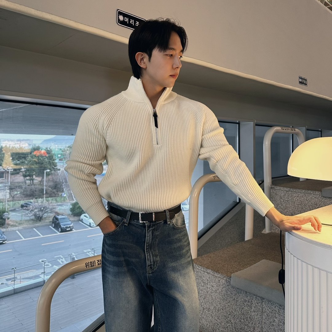 반집업니트 머슬핏니트 남자집업 - 상세 이미지 4