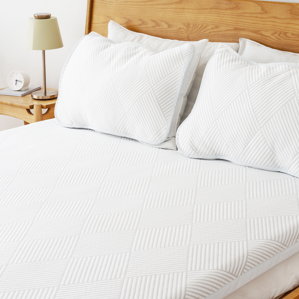 아이스론 쿨 냉감 밴드형 여름 침대 냉감패드+베게커버 세트 타입A_(아이스론A), Q x 침대패드+베개커버 2EA