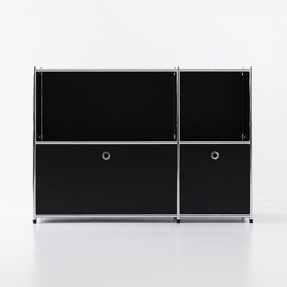 심플리 2x2 수납장 2문 BC616 1150mmx400mmx820mm, 2단, 매트블랙 3228.6293 - 메인 이미지