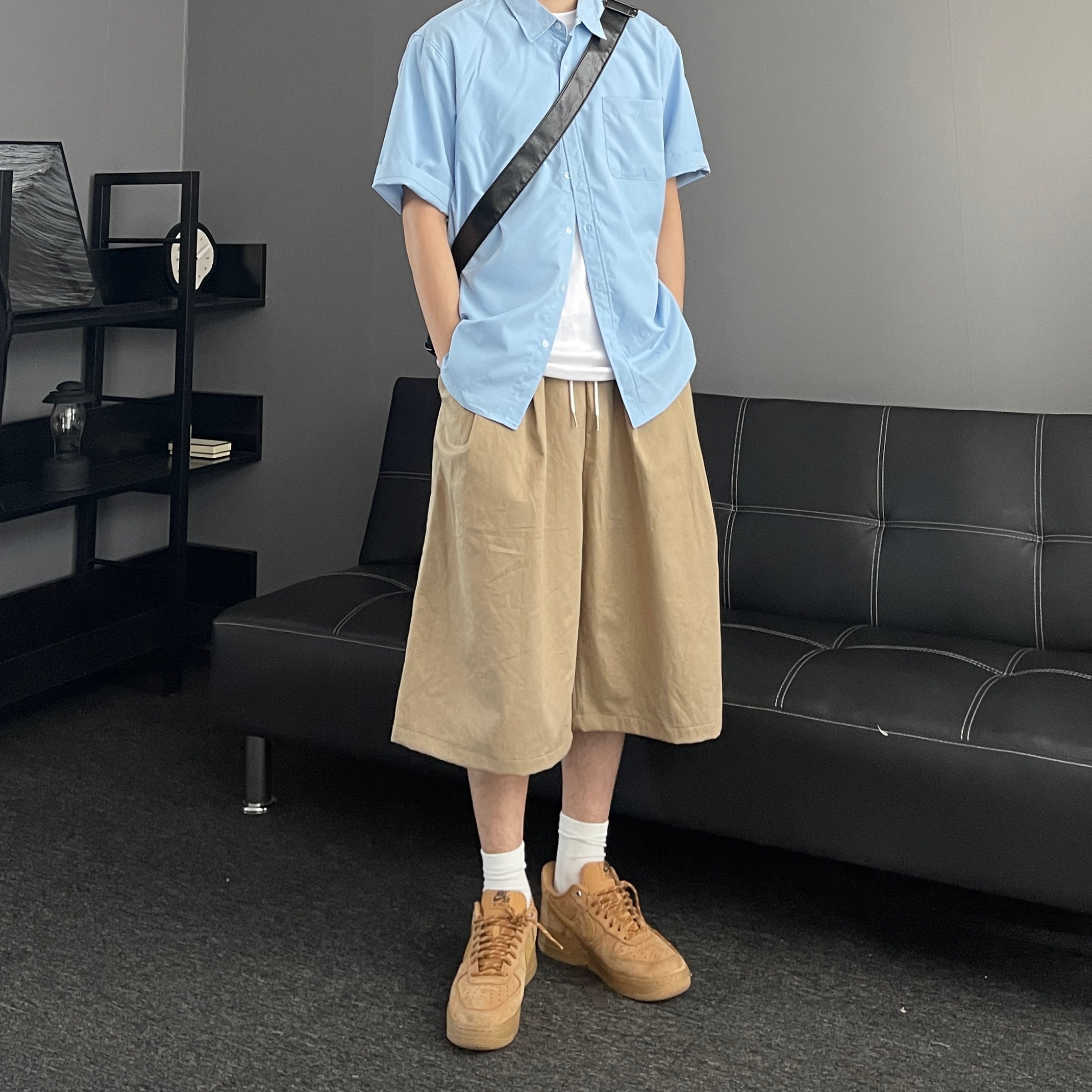 1+1 남자버뮤다팬츠 남자와이드반바지 남자8부바지 이미지 8