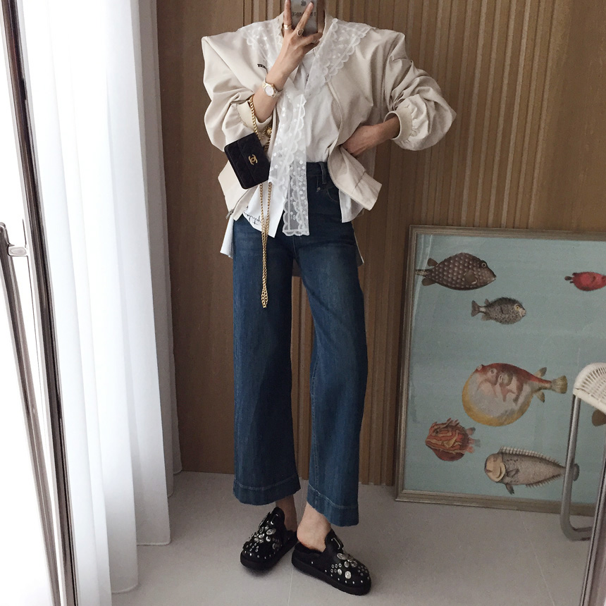 프링 물결 라인 시스루 펀칭 레이스 자수 숄머플러 가디건 상세 이미지 30