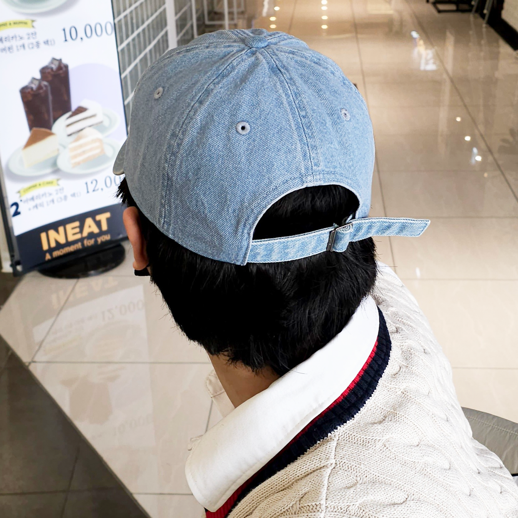 나이키 스우시 빈티지 연청 데님 볼캡 야구 모자 - 상세 이미지 5