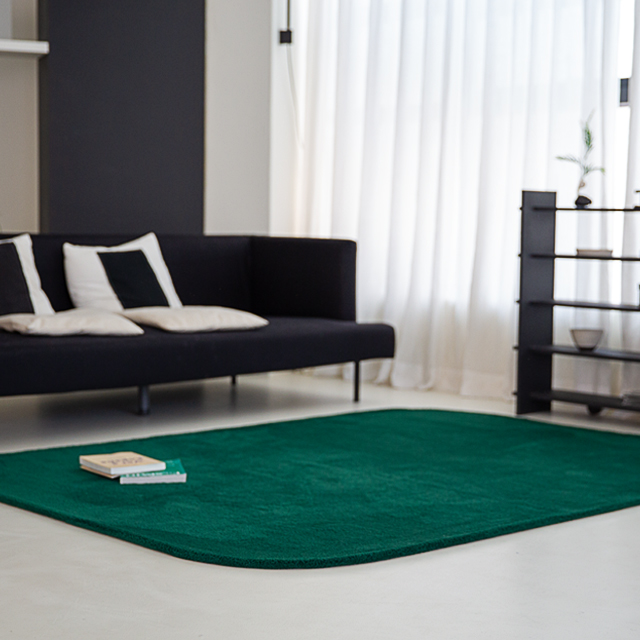 [스케치] 먼지없는 사계절 극세사 러그 거실 카페트 물세탁 단모 대형 그린 150x200