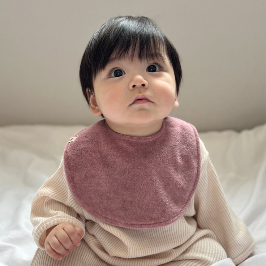 바니블라썸 턱받이 아기 소프트테리 테리빕 무형광 부드러운 유아 턱받이 두겹 화이트