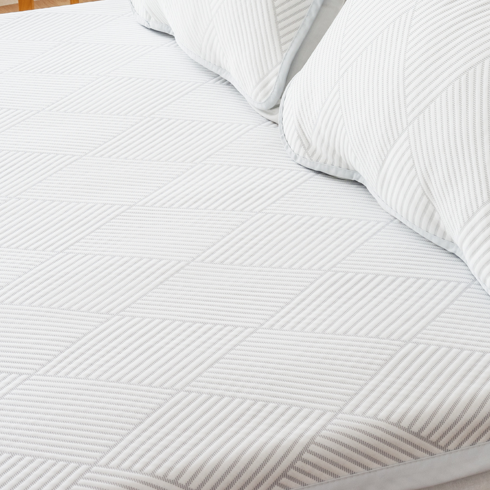 아이스론 쿨 냉감 밴드형 여름 침대 냉감패드+베게커버 세트 타입A_(아이스론A), Q x 침대패드+베개커버 2EA