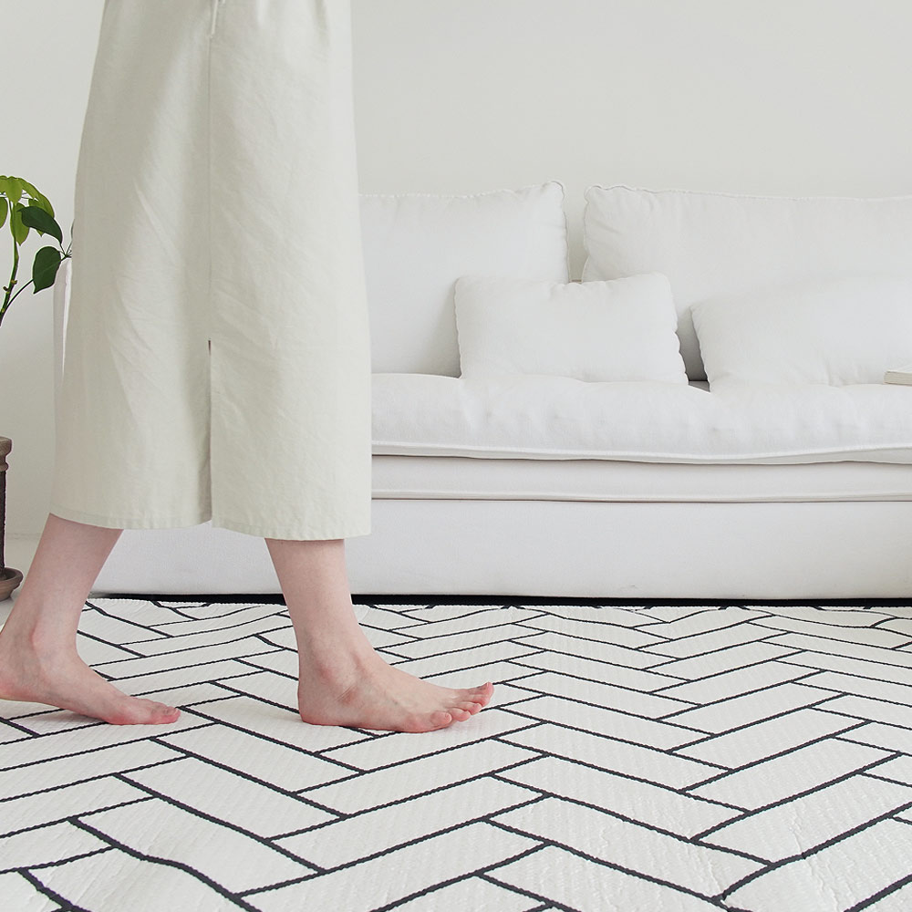 나라데코 여름 헤링본 시어서커 쇼파패드 러그 150x200