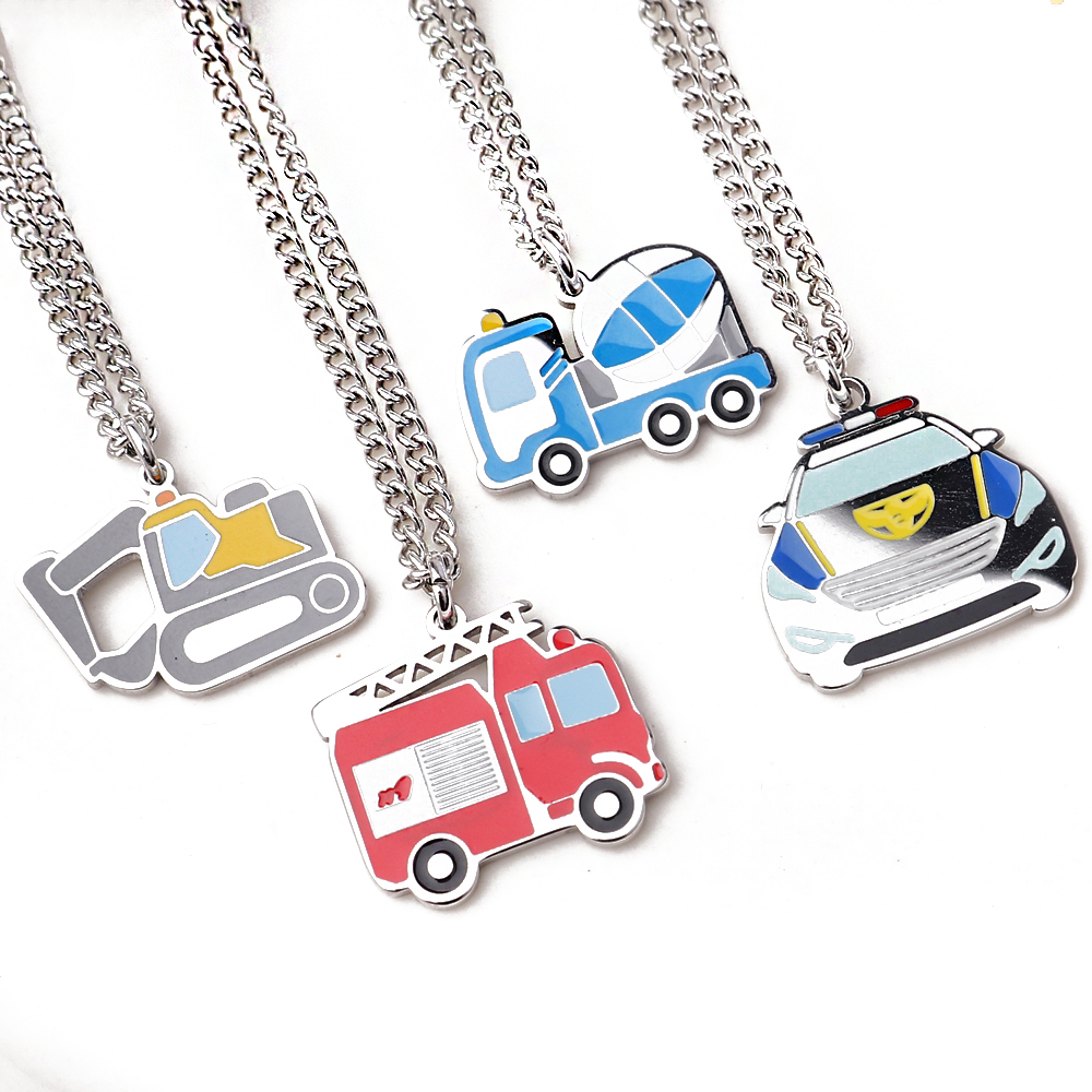 경찰차 소방차 써지컬스틸 미아방지 목걸이 아기 유아 어린이