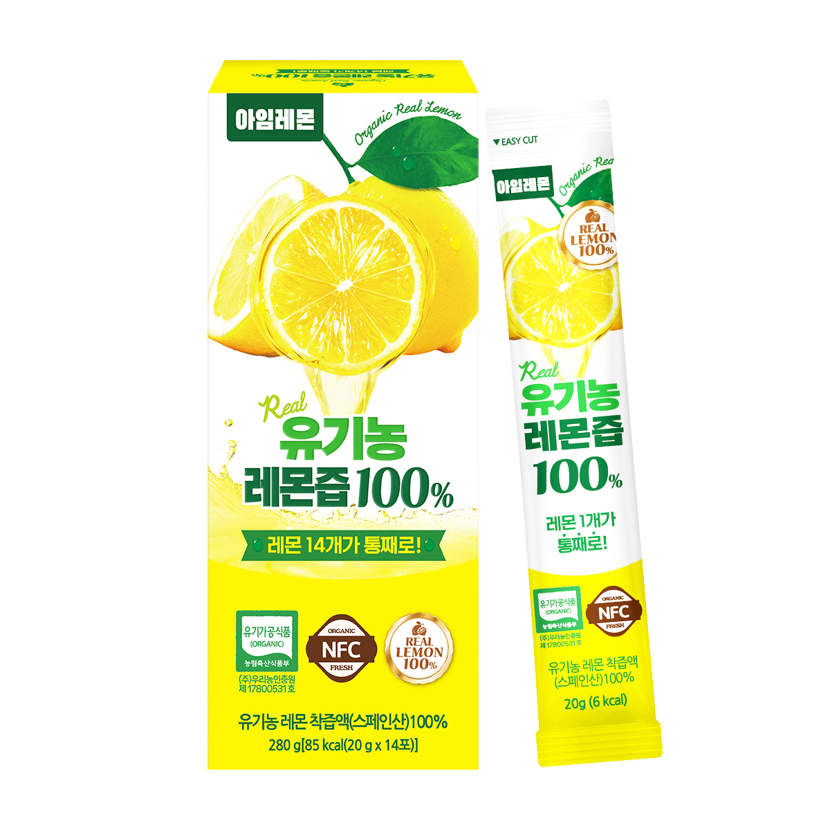 아임레몬 유기농 레몬즙 100% NFC 착즙 레몬수 14포, 1개