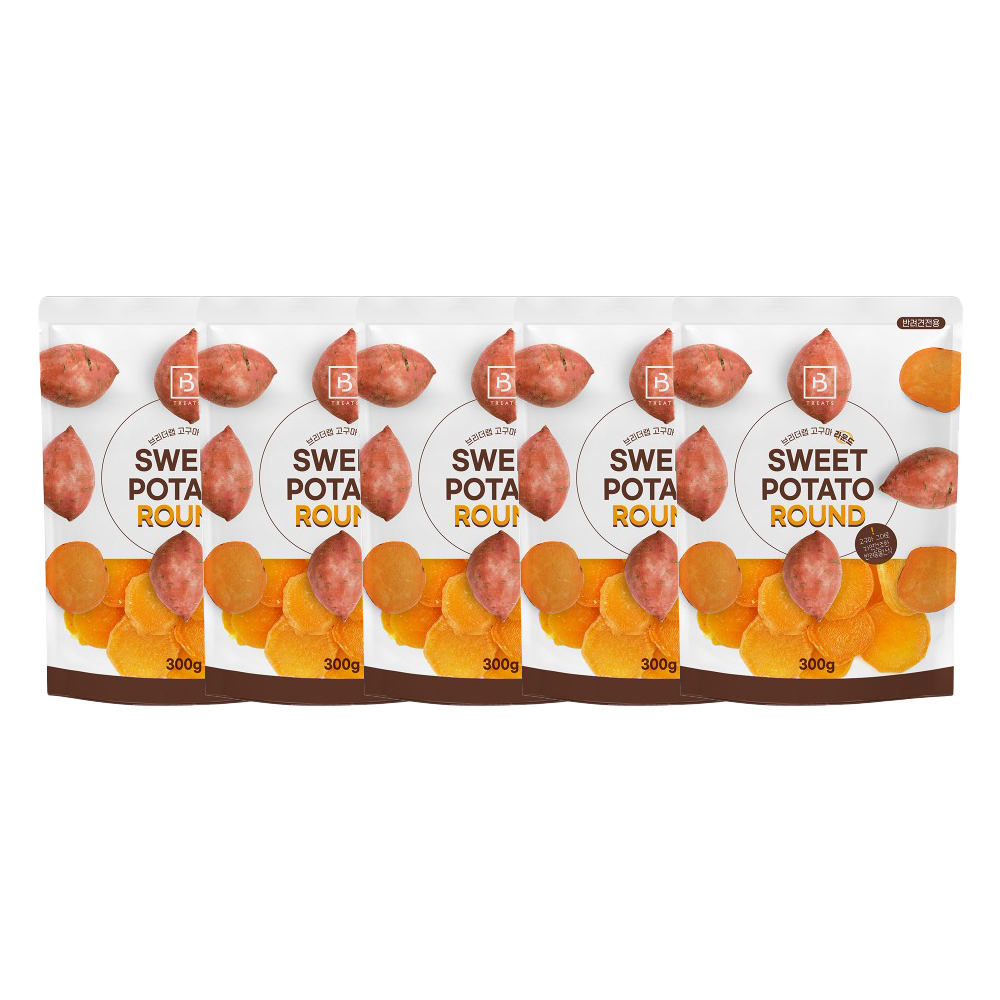 대용량 브리더랩 강아지 반려견 영양 비건 변비예방 간식 라운드 고구마, 300g, 5개 - 메인 이미지
