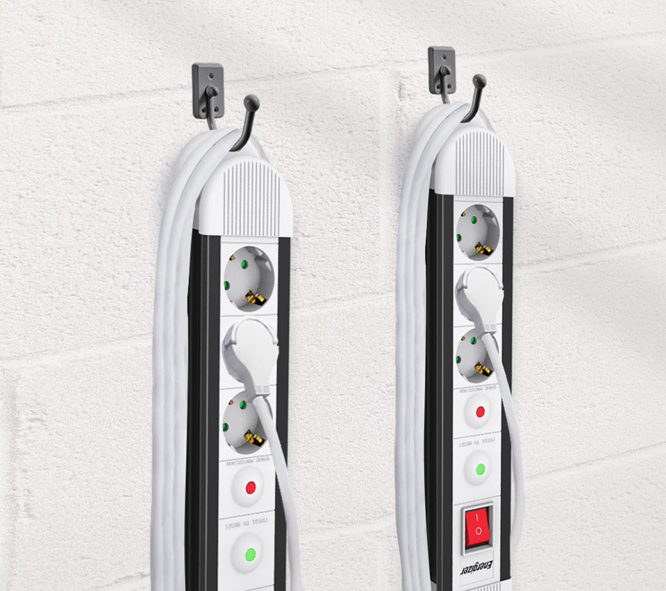 에너자이저 멀티탭 서지보호 과부하차단 납작플러그 통합스위치 고용량 3680W, 2m