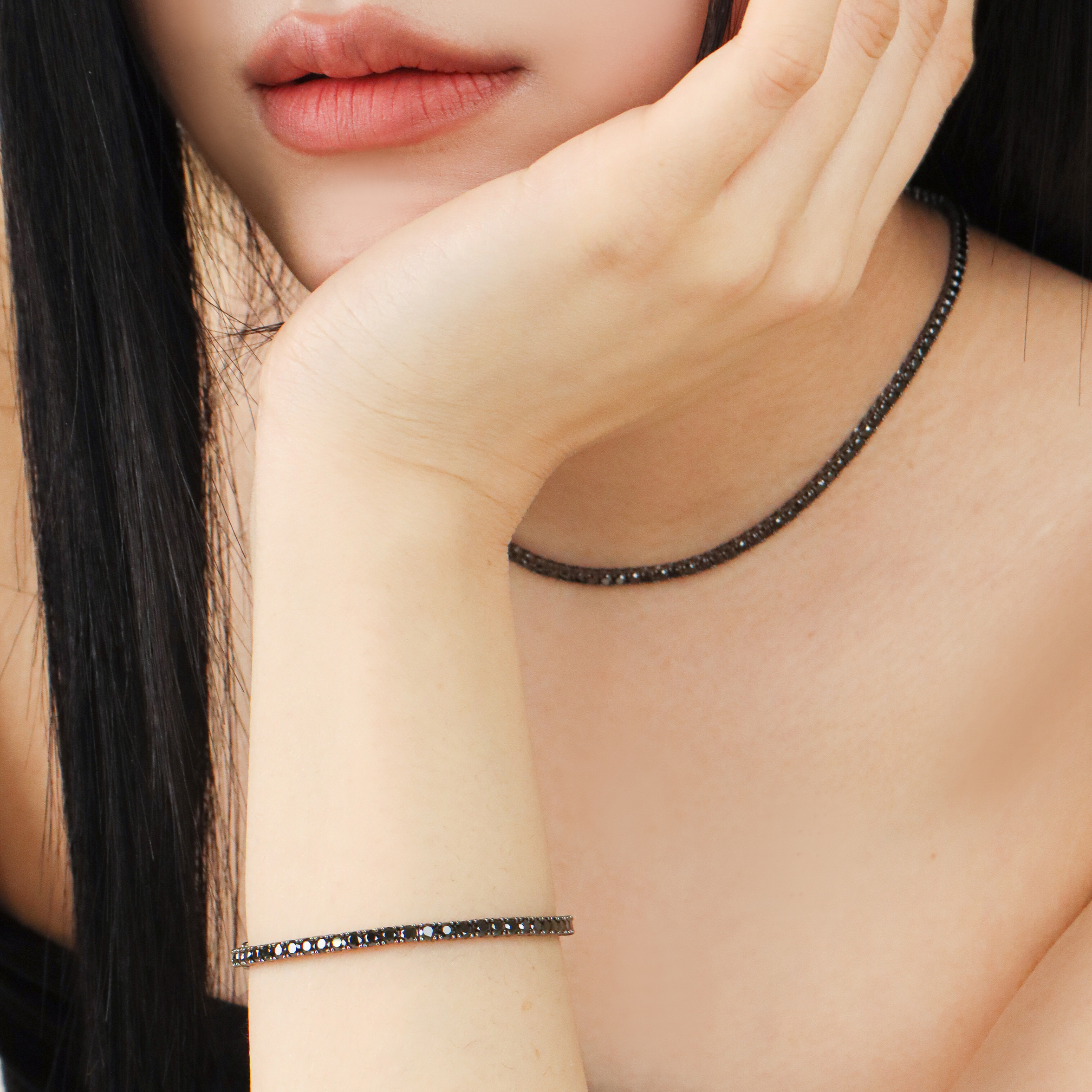 블랙 라운드 큐빅 테니스팔찌 2.5mm - 메인 이미지