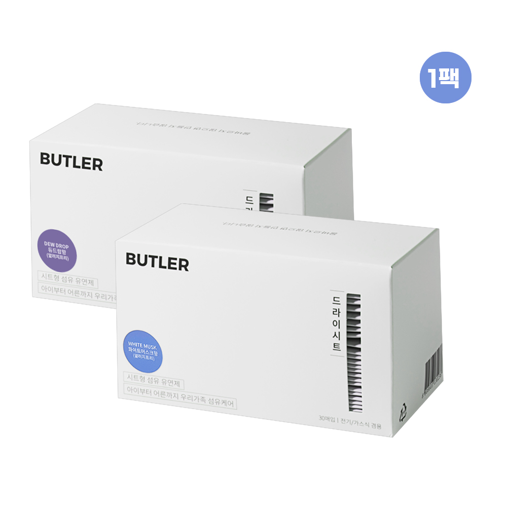 버틀러 건조기시트 섬유유연제 드라이시트 30매 1개