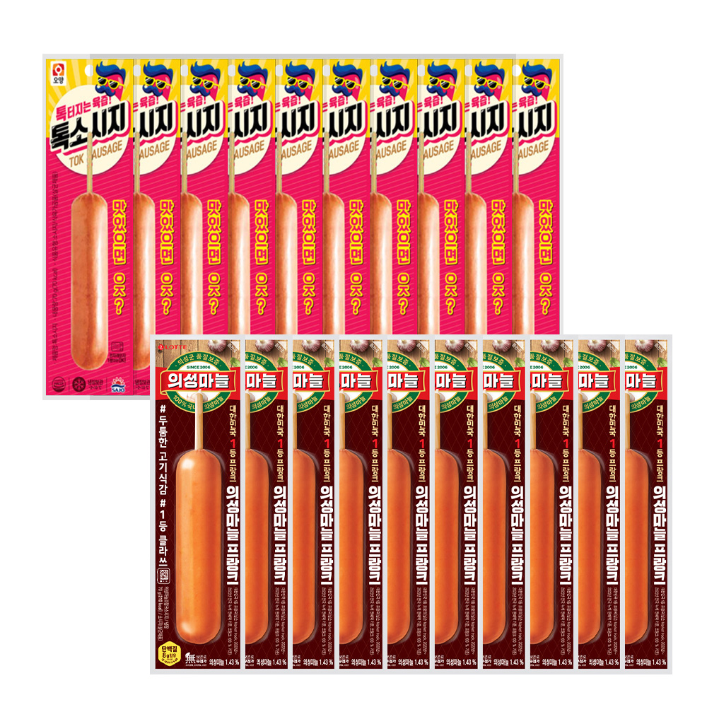 롯데푸드 프랑크 70g 10개+오양 톡 소시지 70g 10개 : 푸드뱅크주식회사