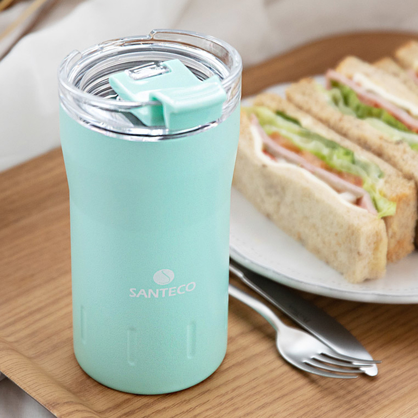 이중진공 텀블러 산테코 카리바 보온보냉 스텐 머그컵 350ml, 민트그린 - 상품 이미지