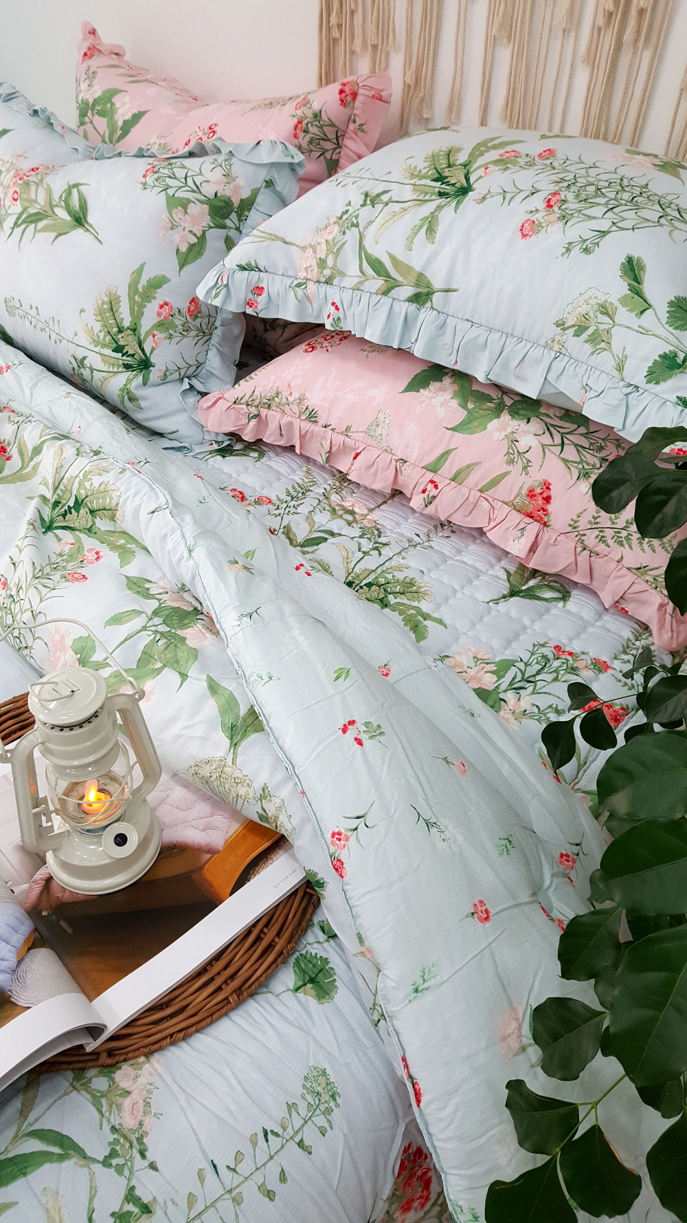 혼수 신혼이불 모달이불세트 침구류 플라워블루 SS이불